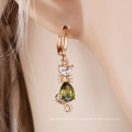 25775 Fancy design gold earring cat's tail shape synthetic CZ paved eardrop earrings for women